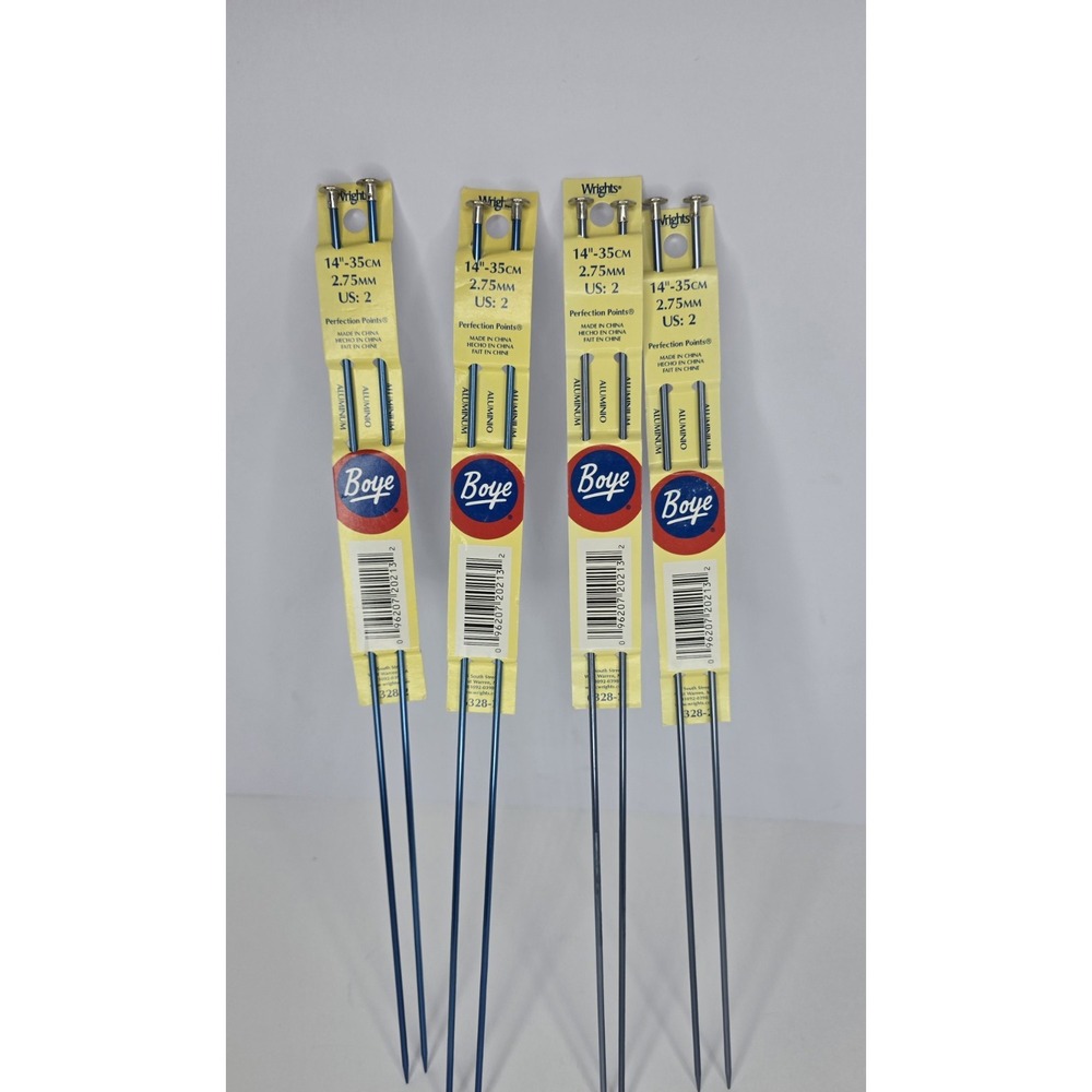 NEW 4‎ Sets of 2 Wrights Boye Aluminum Knitting Needles Size 2 Blue & Purple